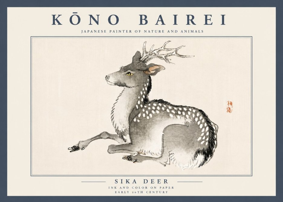 Kōno Bairei Sika Deer No4 - Affiche
