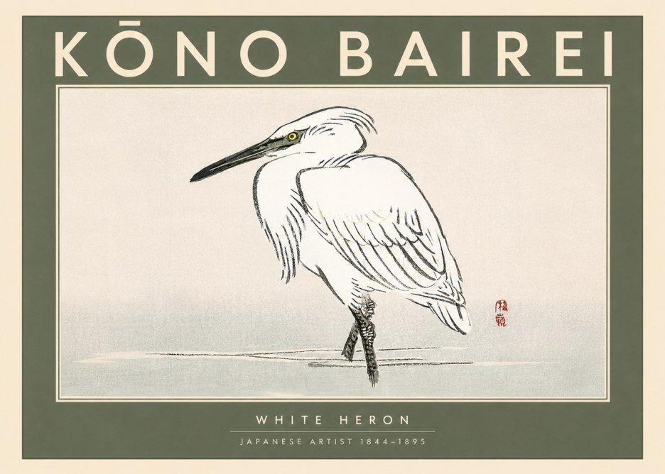Kōno Bairei White Heron No3 - Affiche