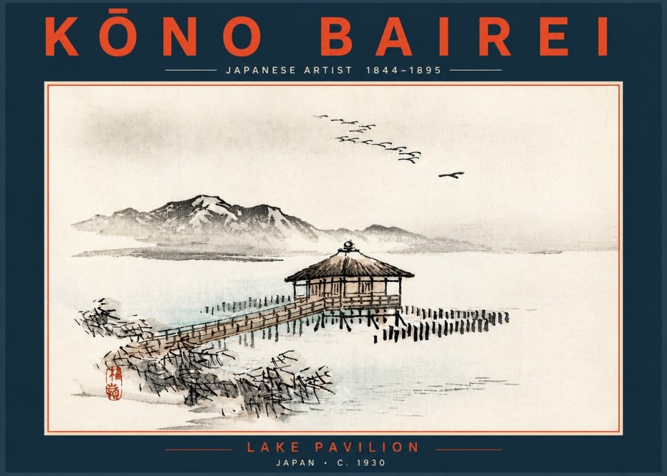 Kōno Bairei Lake Pavilion No5 - Affiche