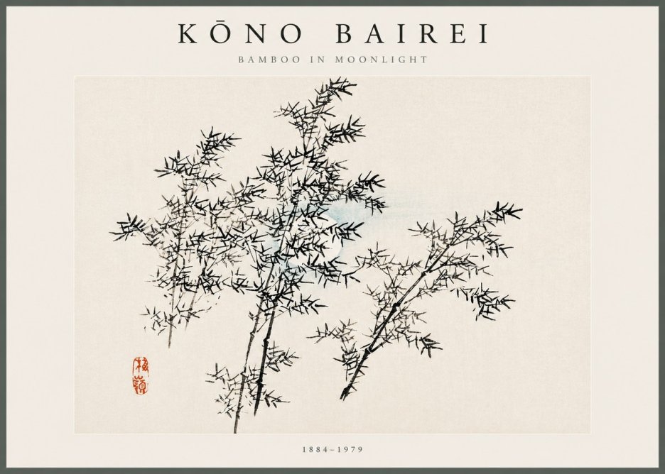 Kōno Bairei Bamboo in Moonlight No5 - Affiche