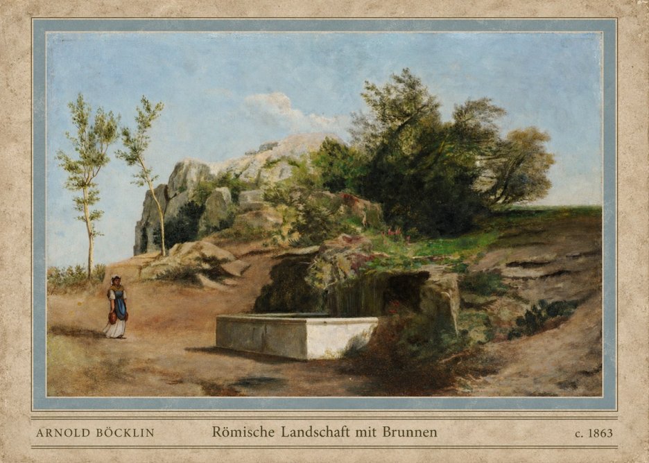 Arnold Böcklin Römische Landschaft Mit Brunnen No4 - Affiche