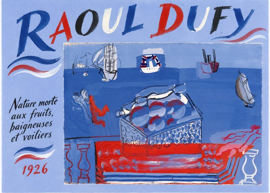 Raoul Dufy Nature Morte Aux Fruits, Baigneuses Et Voiliers No5 - Affiche