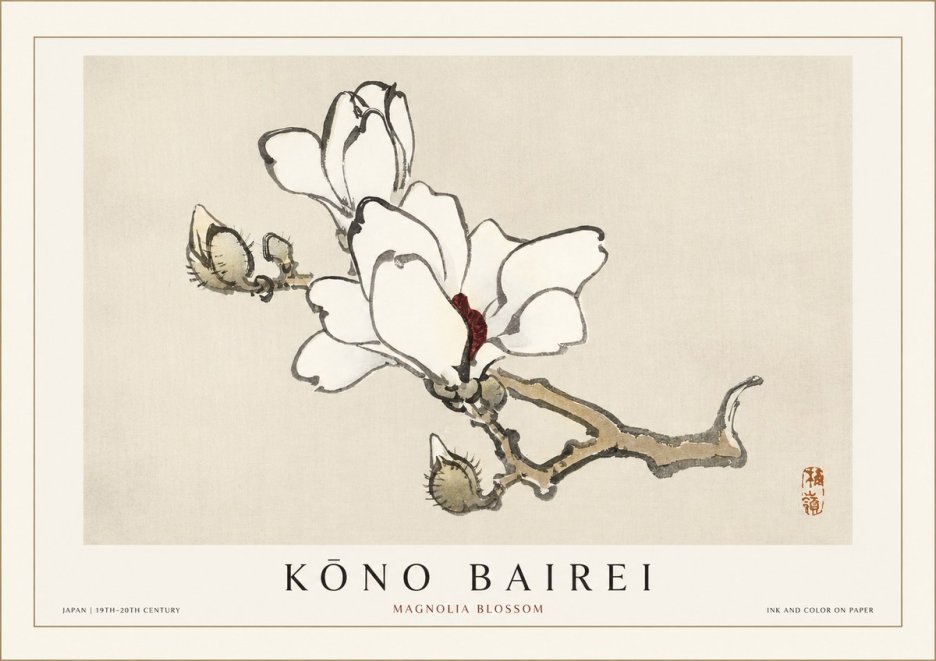 Kōno Bairei Magnolia Blossom No1 - Affiche