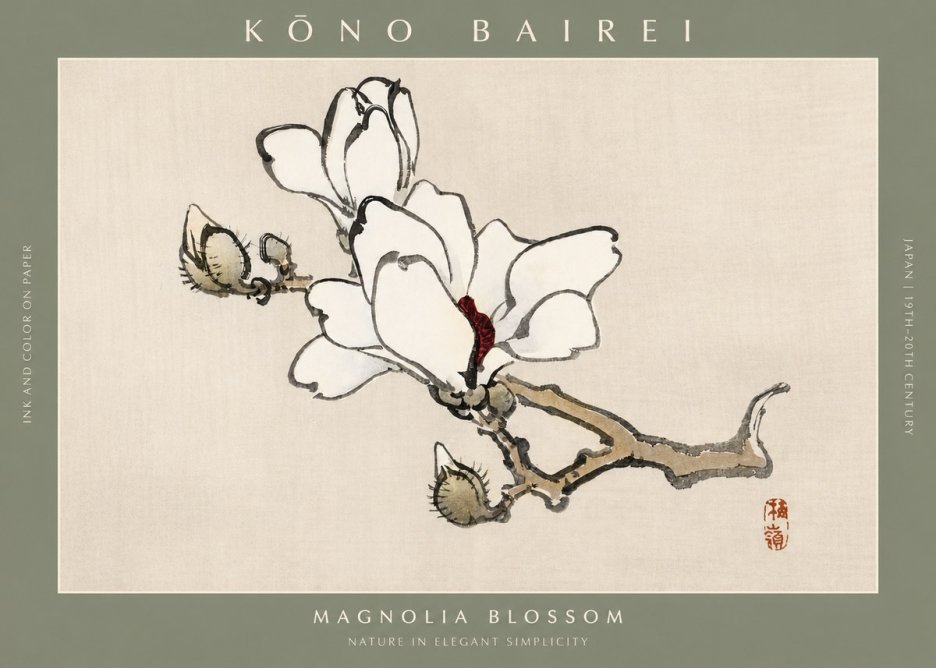 Kōno Bairei Magnolia Blossom No2 - Affiche