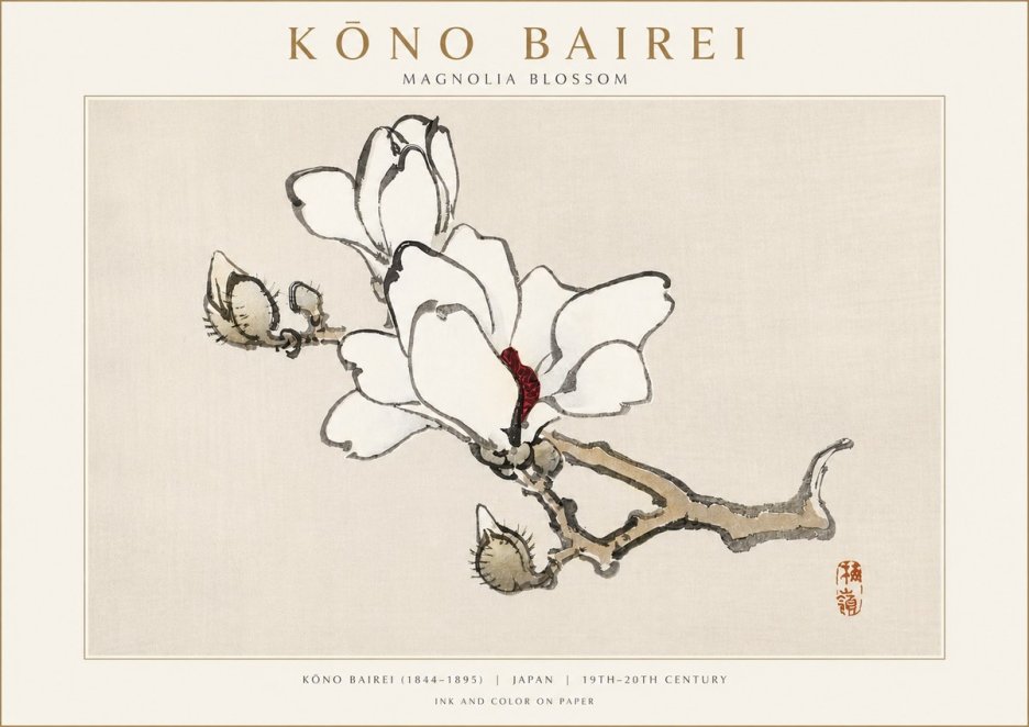 Kōno Bairei Magnolia Blossom No3 - Affiche