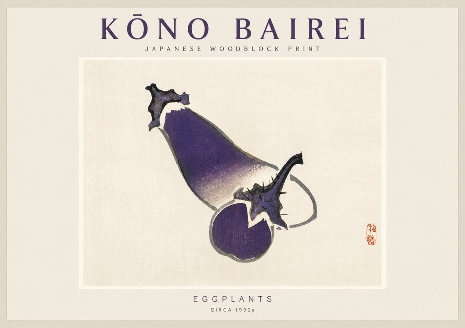 Kōno Bairei Eggplants No1 - Affiche