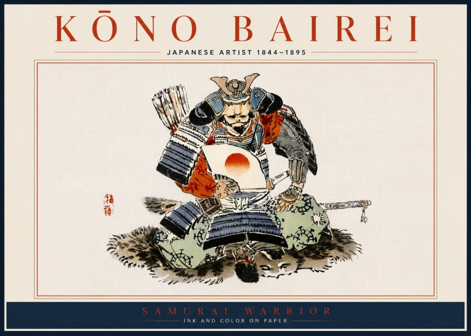 Kōno Bairei Samurai Warrior No5 - Affiche
