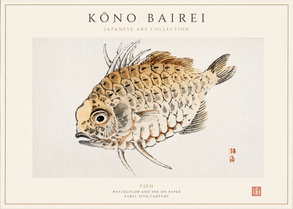 Kōno Bairei Fish III No3 - Affiche