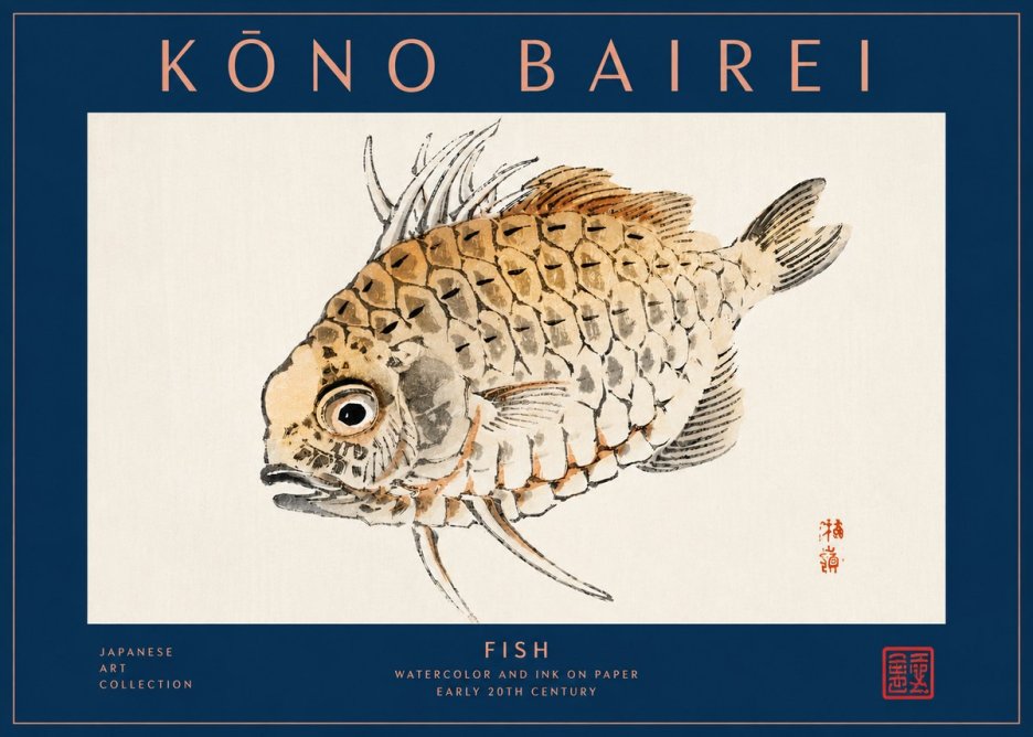 Kōno Bairei Fish III No4 - Affiche