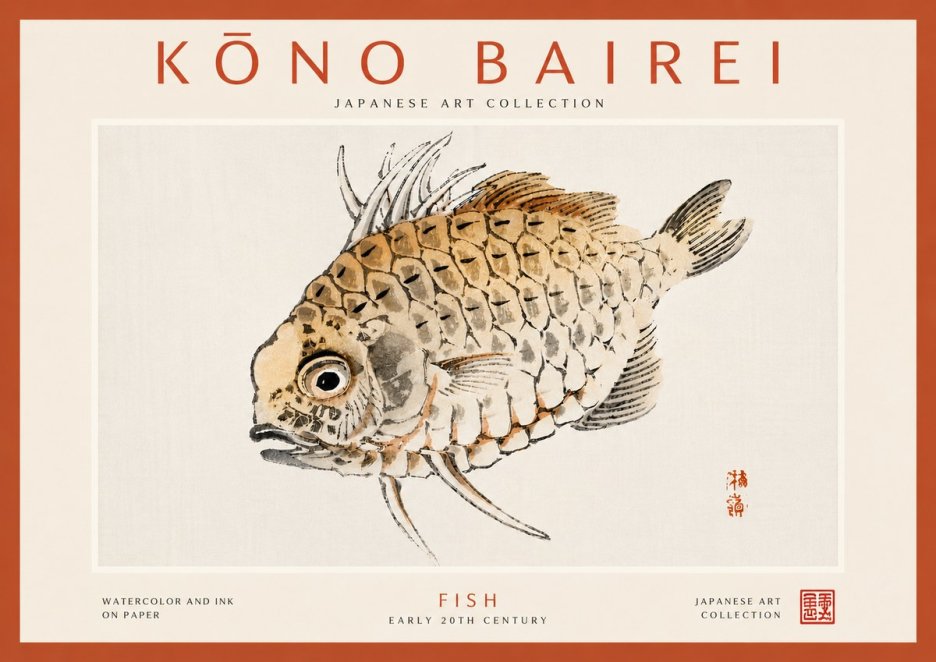 Kōno Bairei Fish III No6 - Affiche