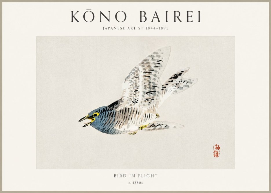 Kōno Bairei Bird in Flight No1 - Affiche