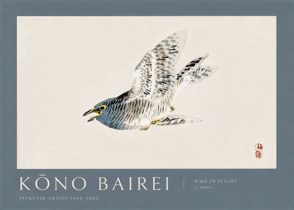 Kōno Bairei Bird in Flight No2 - Affiche