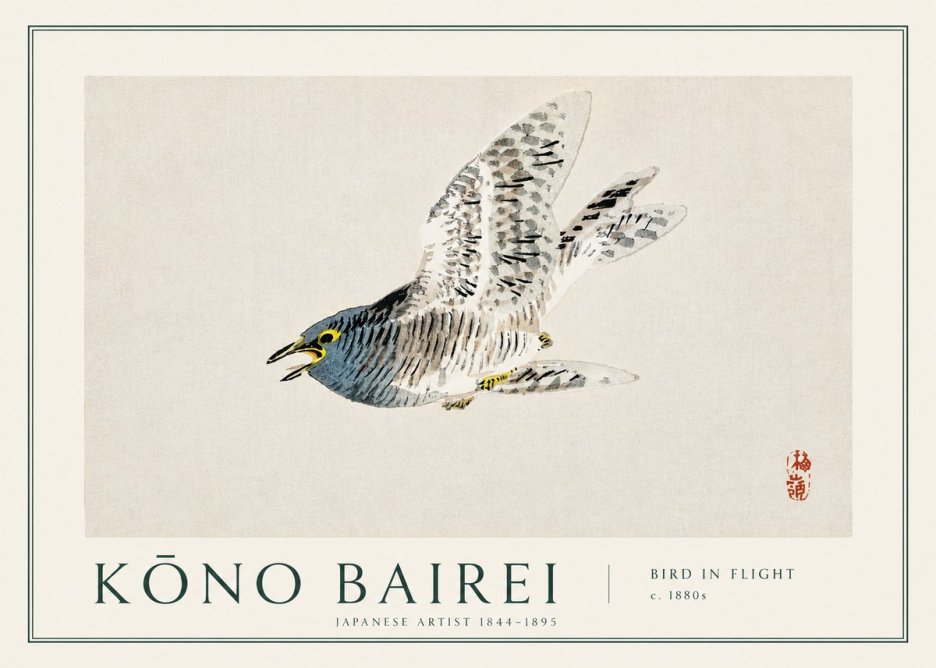 Kōno Bairei Bird in Flight No3 - Affiche
