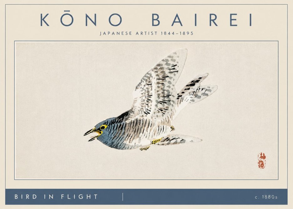 Kōno Bairei Bird in Flight No4 - Affiche
