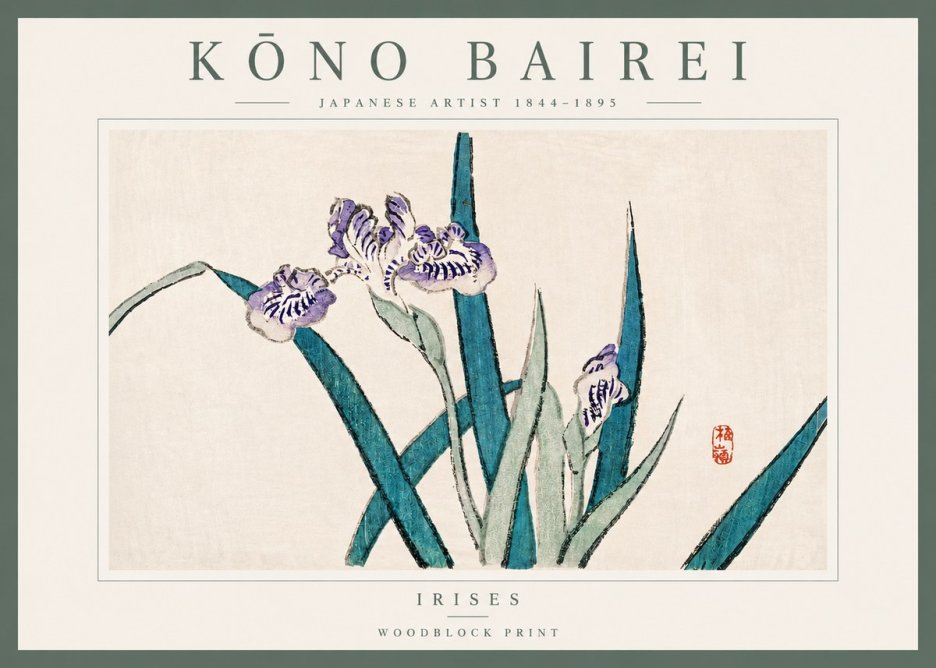 Kōno Bairei Irises No3 - Affiche