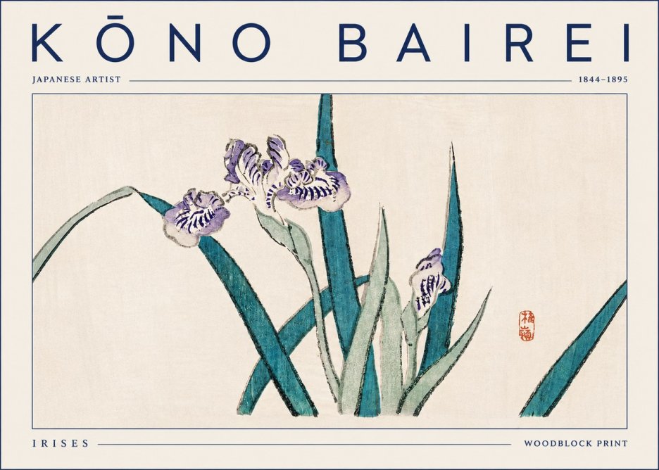 Kōno Bairei Irises No5 - Affiche