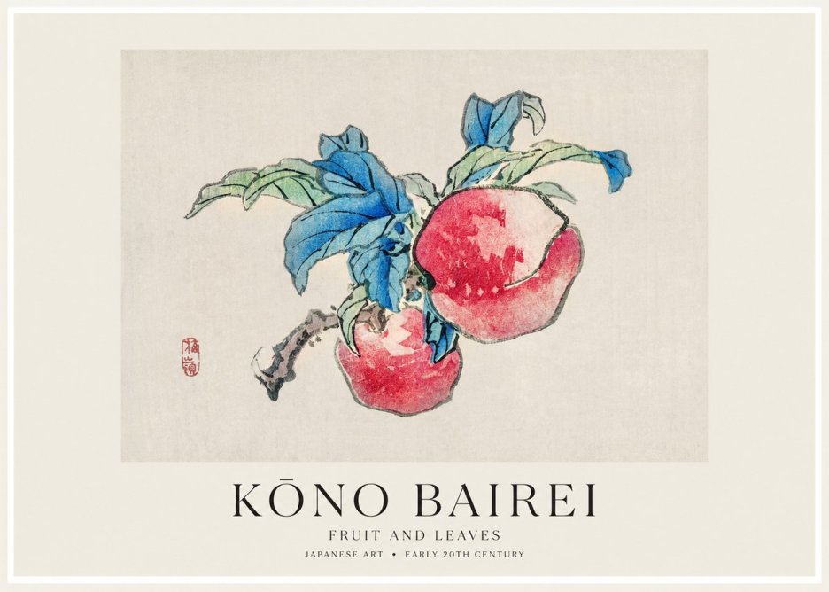 Kōno Bairei Fruit and Leaves No1 - Affiche