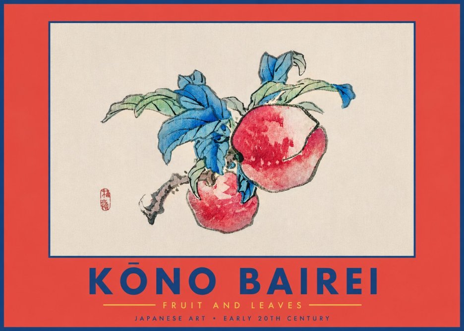 Kōno Bairei Fruit and Leaves No5 - Affiche