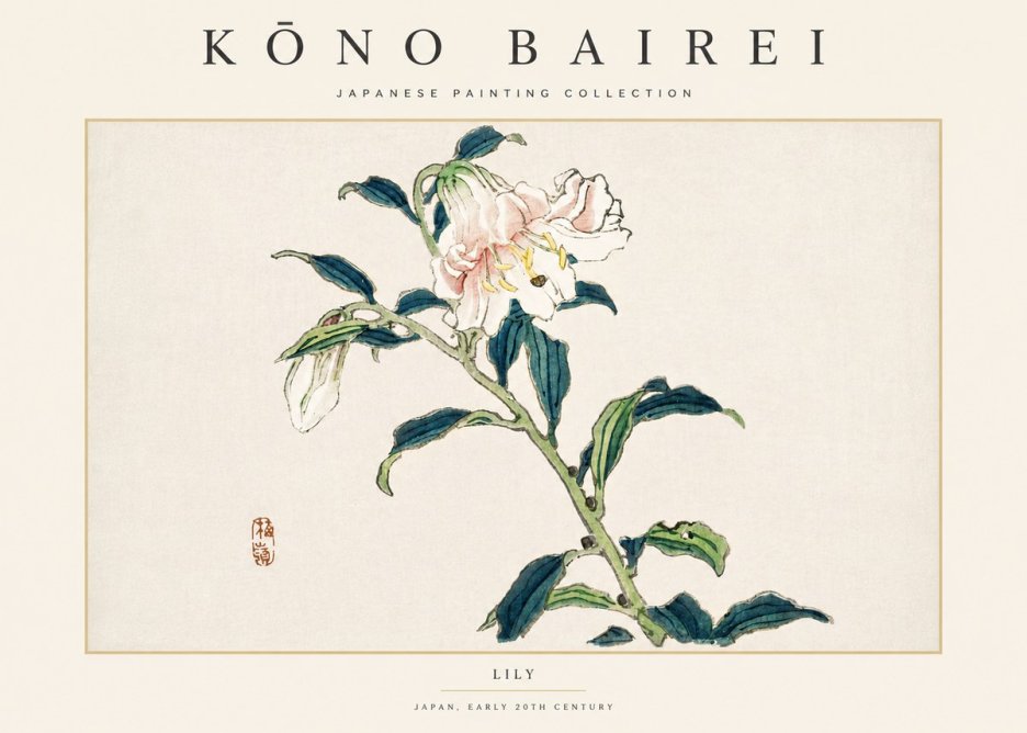 Kōno Bairei Lily No4 - Affiche
