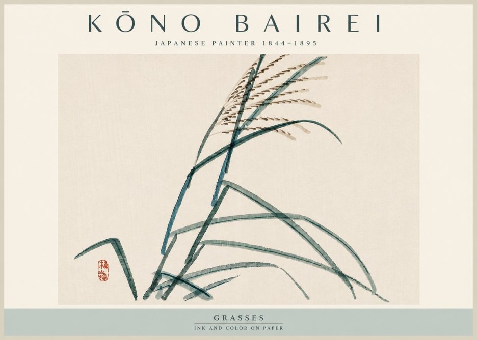 Kōno Bairei Grasses No4 - Affiche