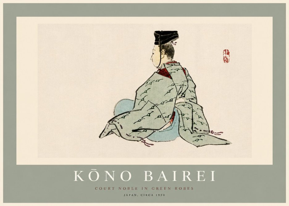 Kōno Bairei Court Noble in Green Robes No2 - Affiche