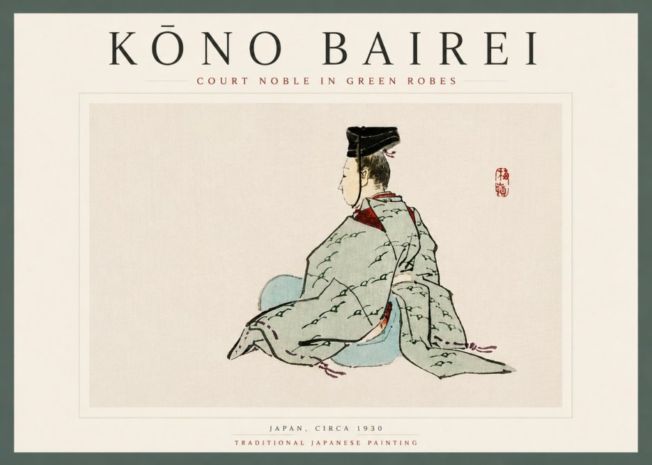 Kōno Bairei Court Noble in Green Robes No5 - Affiche