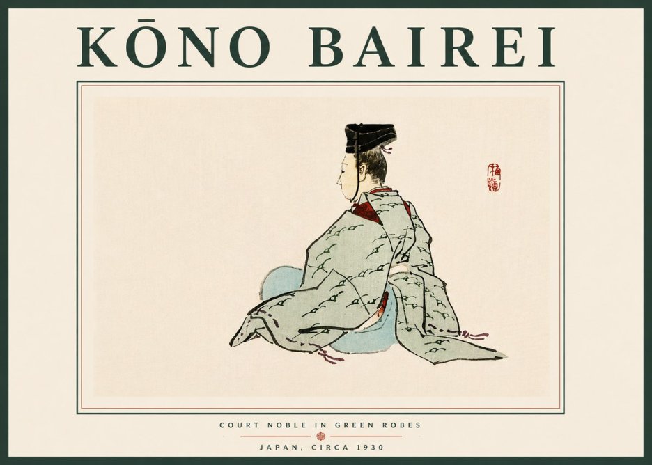 Kōno Bairei Court Noble in Green Robes No6 - Affiche
