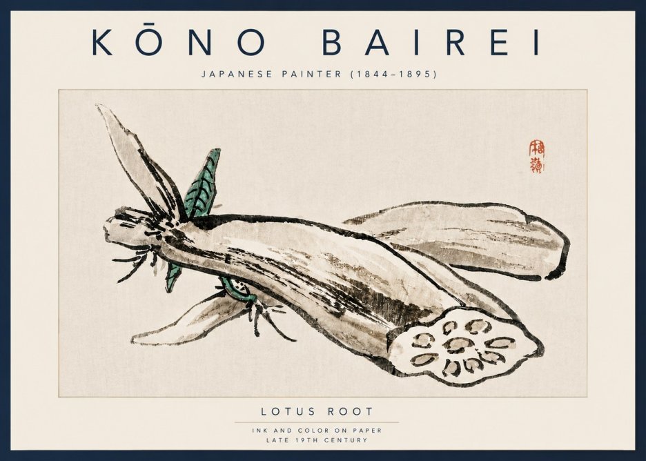 Kōno Bairei Lotus Root No4 - Affiche