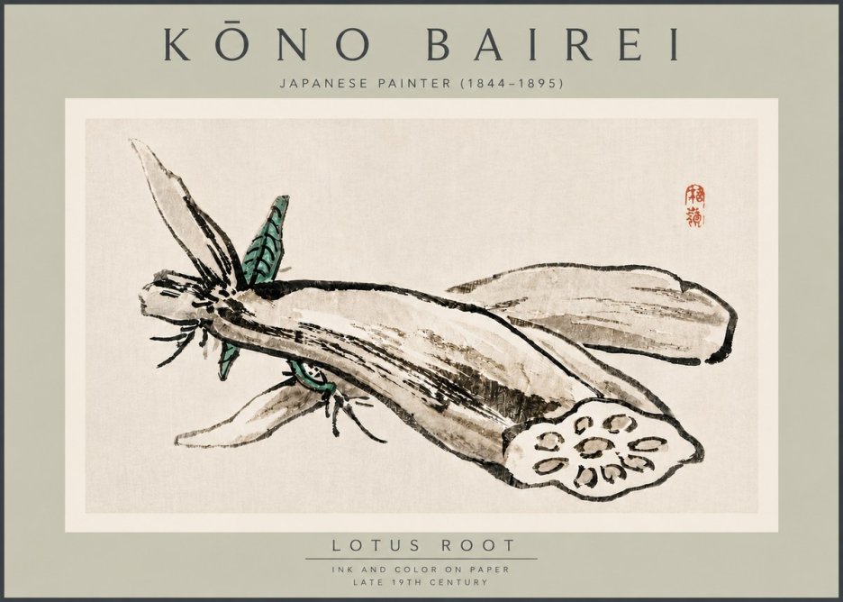 Kōno Bairei Lotus Root No5 - Affiche