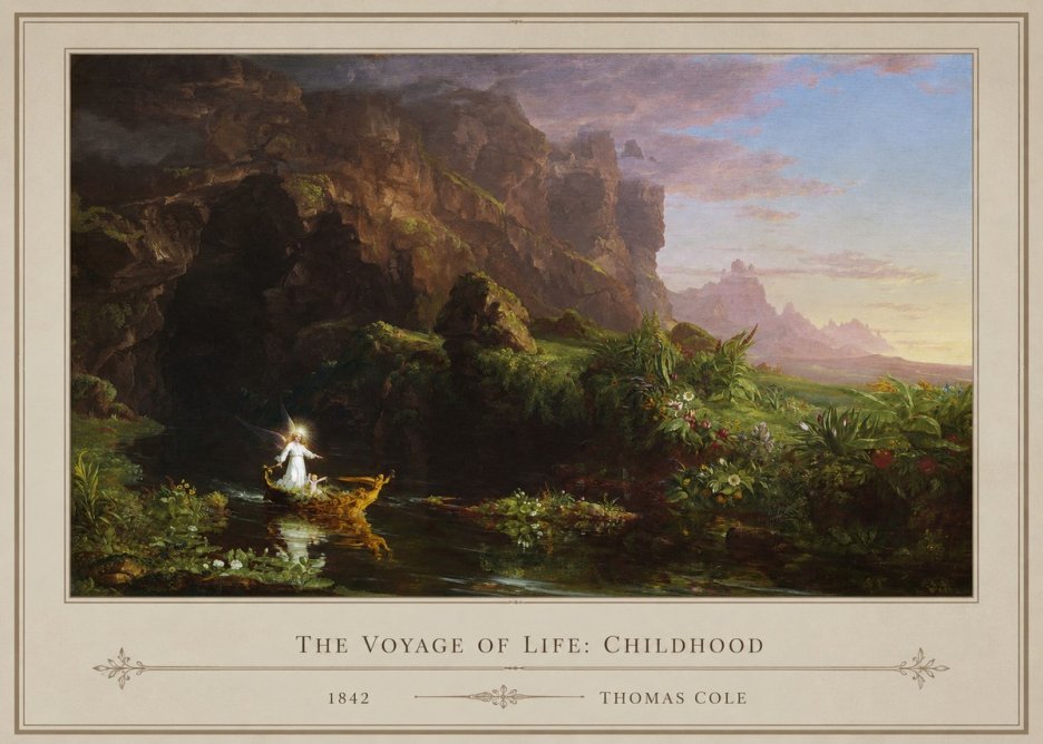 Thomas Cole The Voyage of Life: Childhood I No1 - Affiche