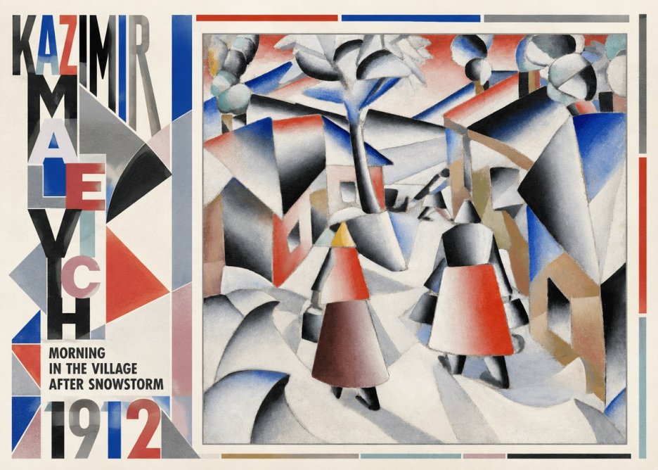 Kazimir Malevich Morning in the Village After Snowstorm No6 - Affiche