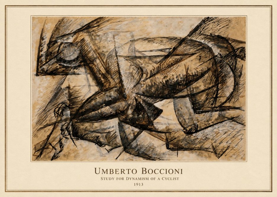 Umberto Boccioni Study for Dynamism of a Cyclist No4 - Affiche