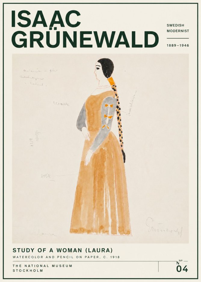 Isaac Grünewald Study of a Woman (Laura) No4 - Affiche