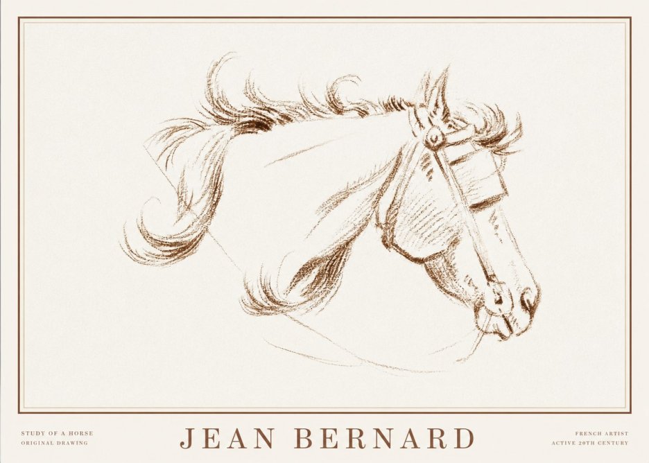 Jean Bernard Study of a Horse I No2 - Affiche