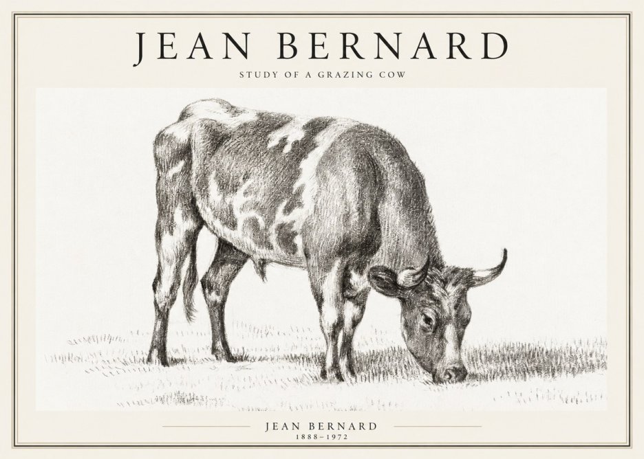 Jean Bernard Grazing Cow I No2 - Affiche