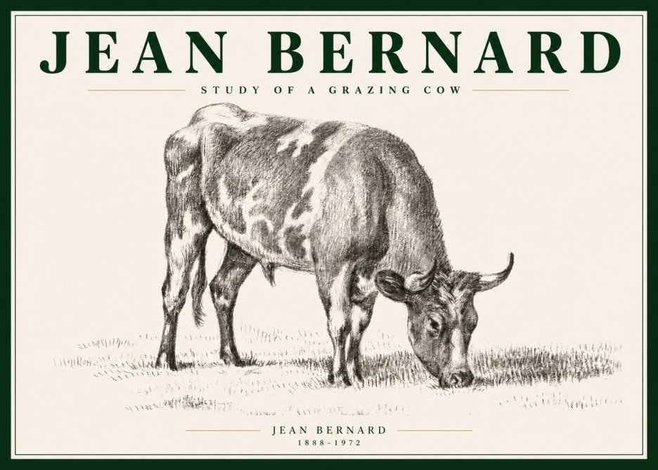 Jean Bernard Grazing Cow I No5 - Affiche