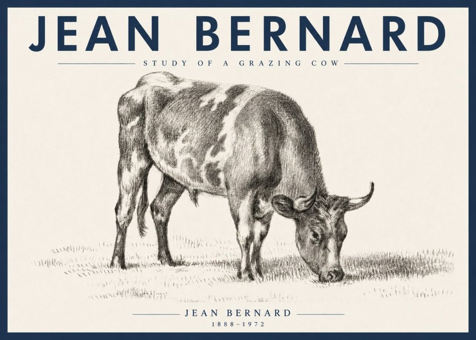 Jean Bernard Grazing Cow I No6 - Affiche