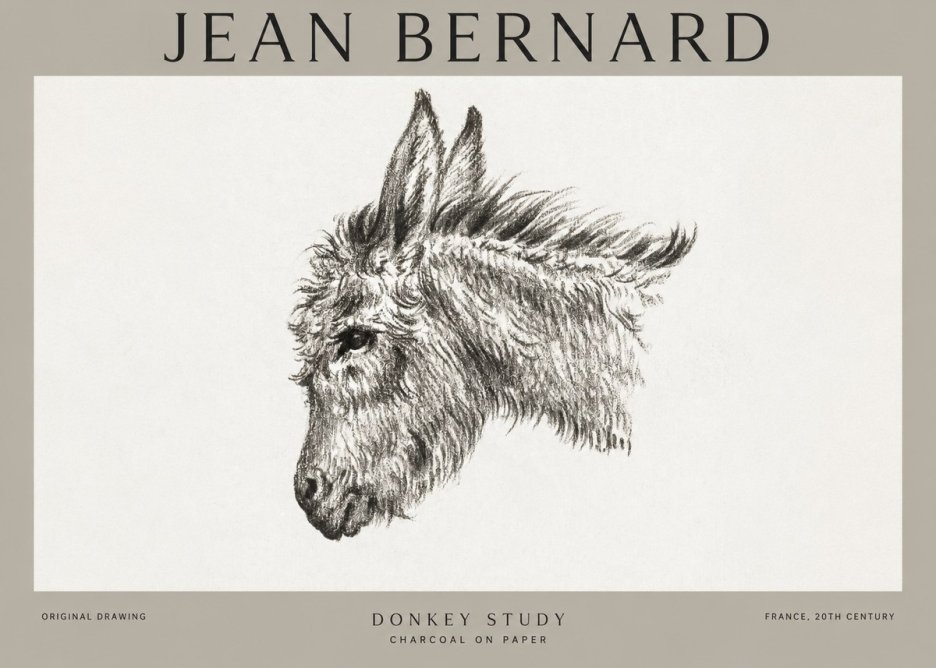 Jean Bernard Donkey Study I No1 - Affiche