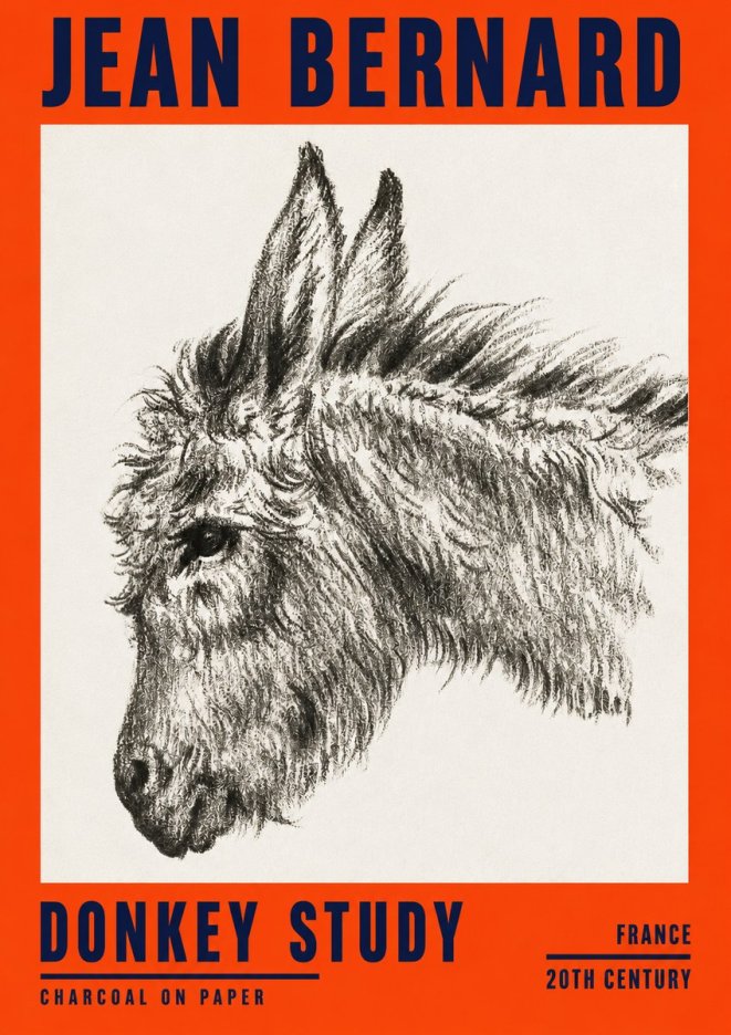 Jean Bernard Donkey Study I No2 - Affiche