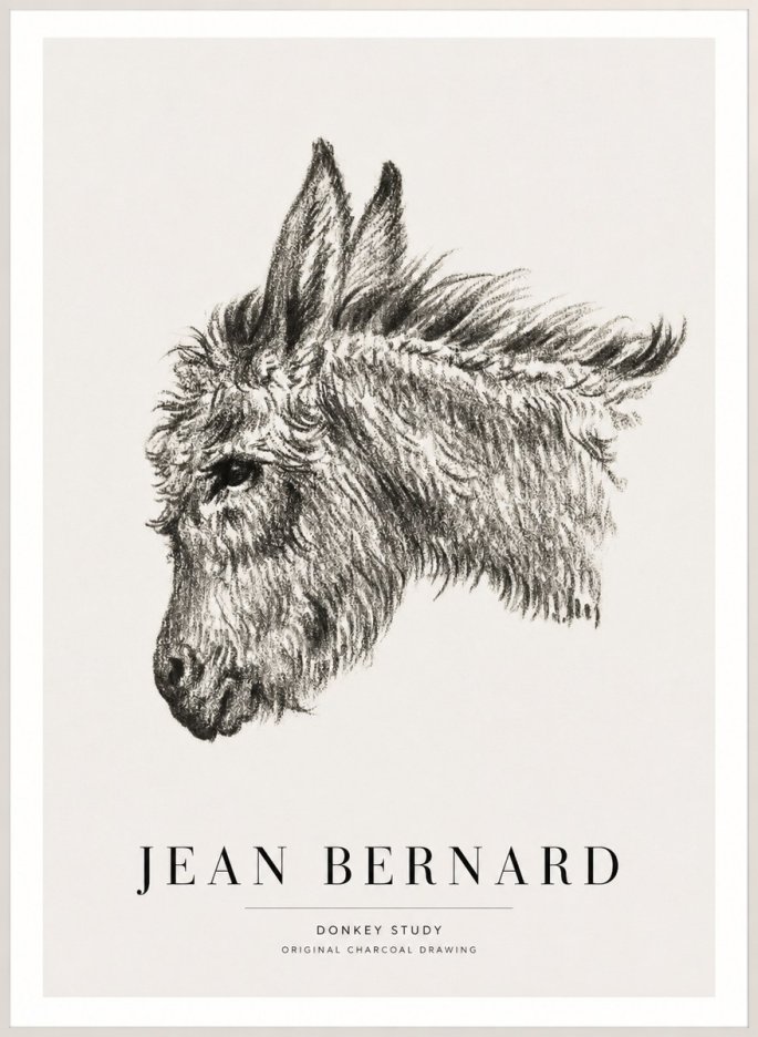 Jean Bernard Donkey Study I No3 - Affiche