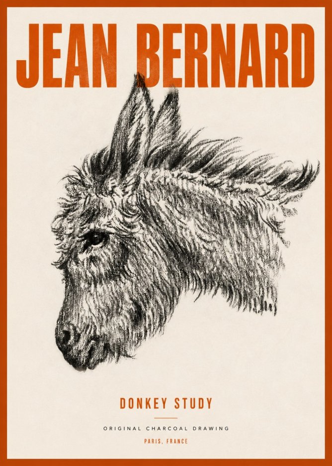 Jean Bernard Donkey Study I No4 - Affiche