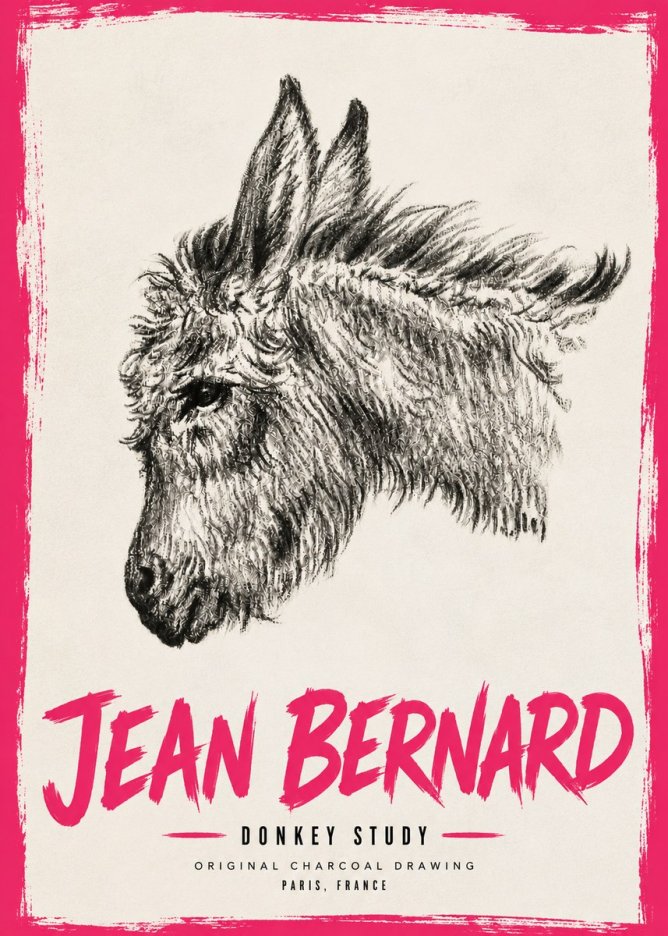 Jean Bernard Donkey Study I No6 - Affiche