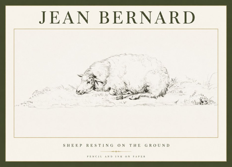 Jean Bernard Sheep Resting on the Ground No1 - Affiche