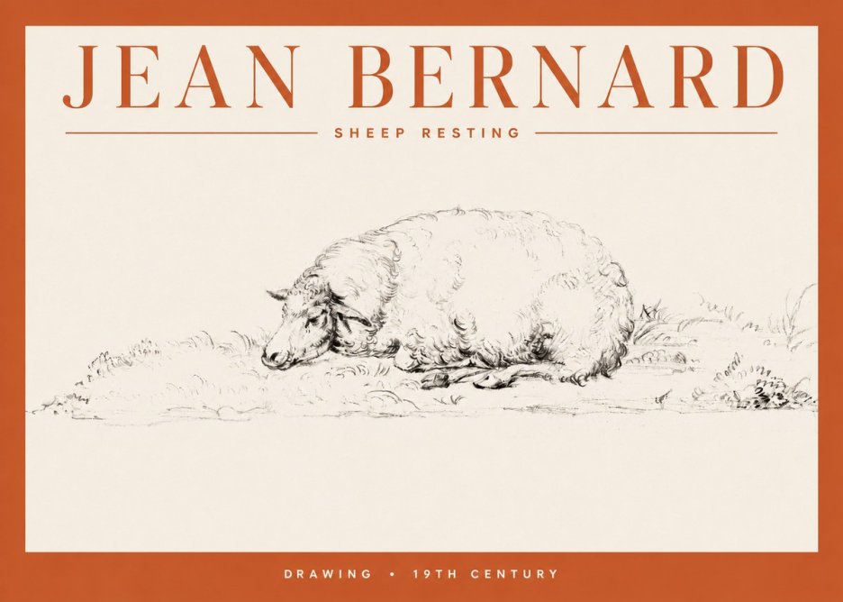 Jean Bernard Sheep Resting on the Ground No4 - Affiche