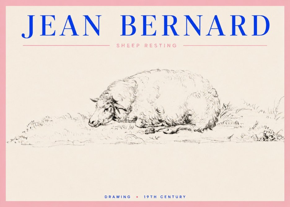 Jean Bernard Sheep Resting on the Ground No5 - Affiche