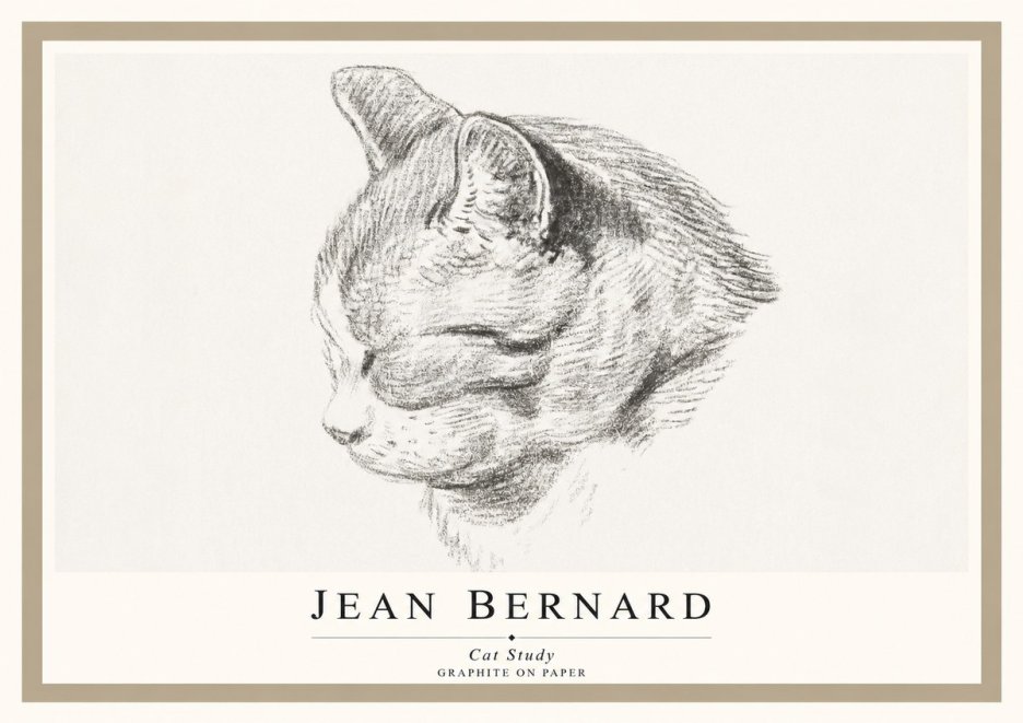 Jean Bernard Cat Study I No1 - Affiche