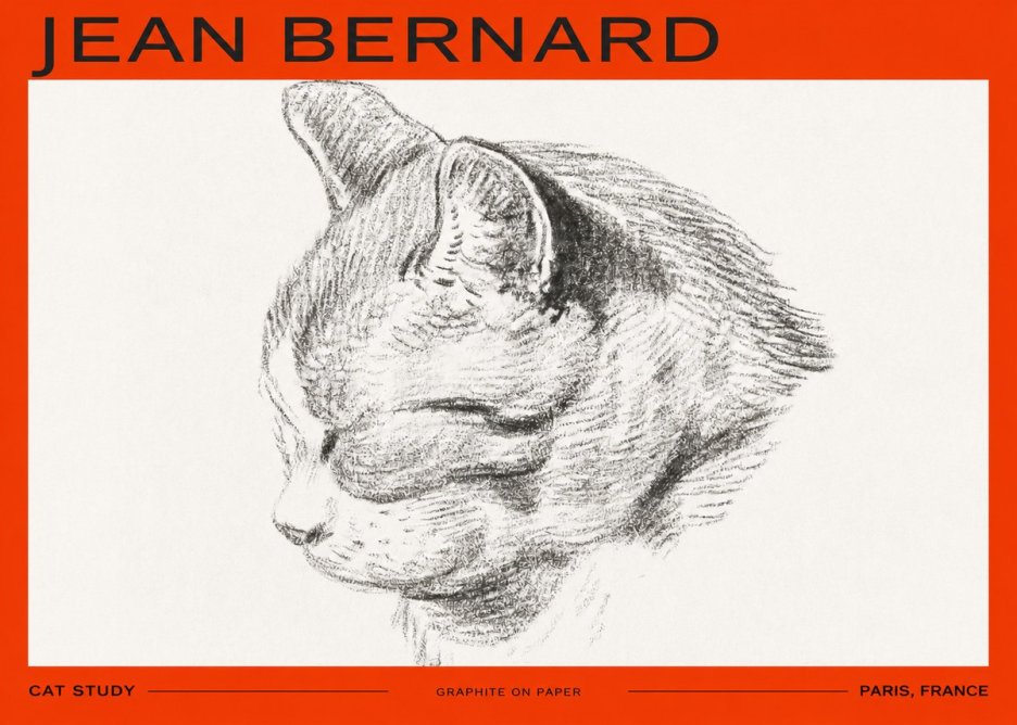 Jean Bernard Cat Study I No2 - Affiche
