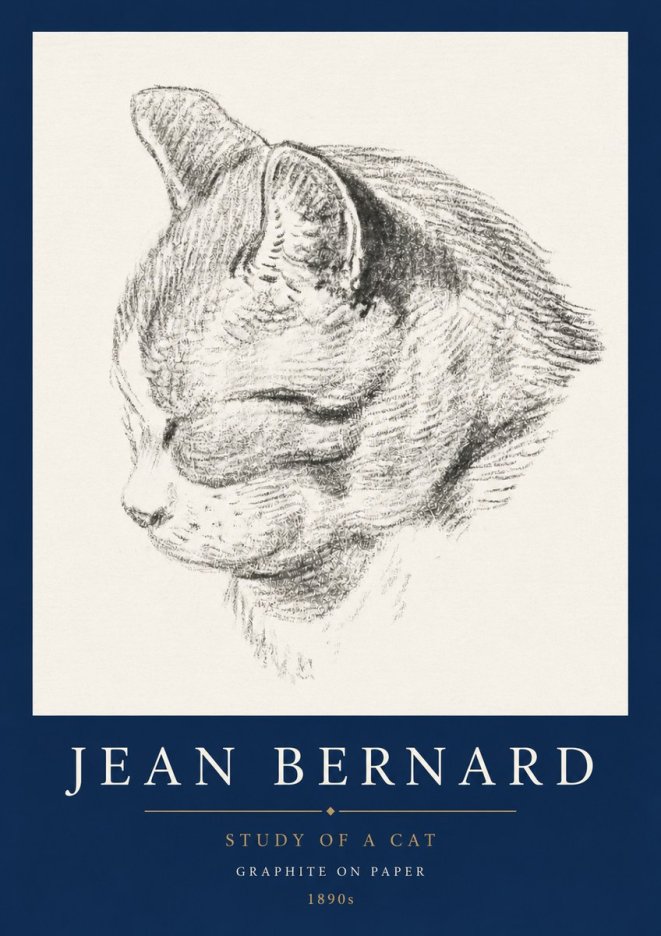 Jean Bernard Cat Study I No5 - Affiche