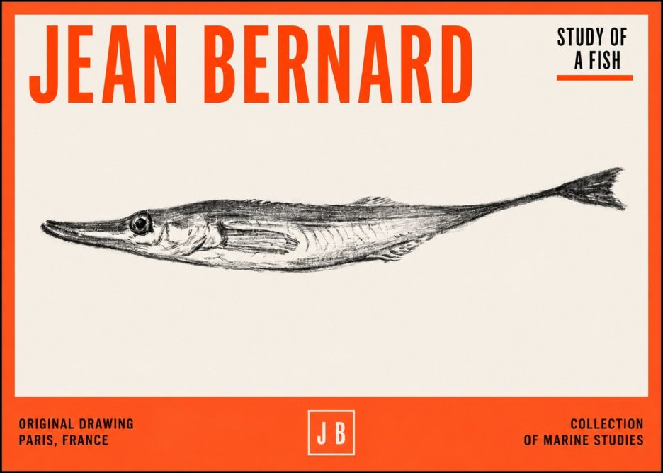 Jean Bernard Study of a Fish I No2 - Affiche