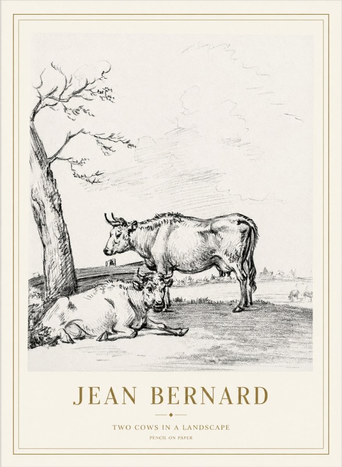 Jean Bernard Two Cows in a Landscape No1 - Affiche